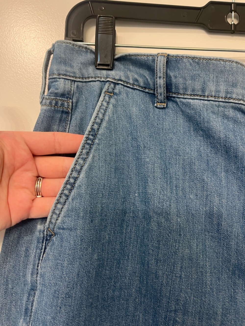 J. Crew Womens Drapey Denim Trouser Light Blue Flare Jeans Wide Leg Sz 29 - Picture 5 of 12